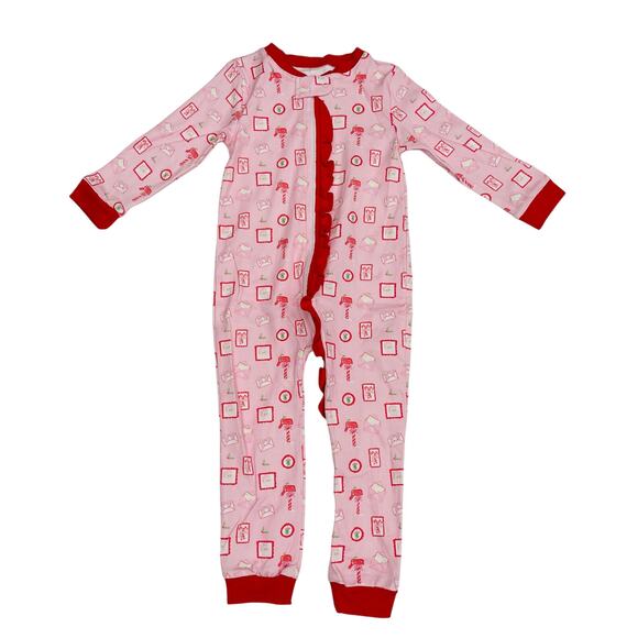 NWT James & Lottie Size 18M Letters to Santa Zippy Pajamas in Pink - Picture 1 of 3